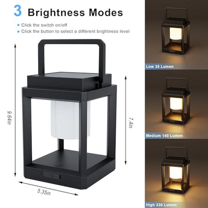 Outdoor Table Lamp, 3-Level Brightness LED Solar Table Lamp, Solar Lanterns Outdoor Waterproof Hanging for Patio Walking Reading Camping