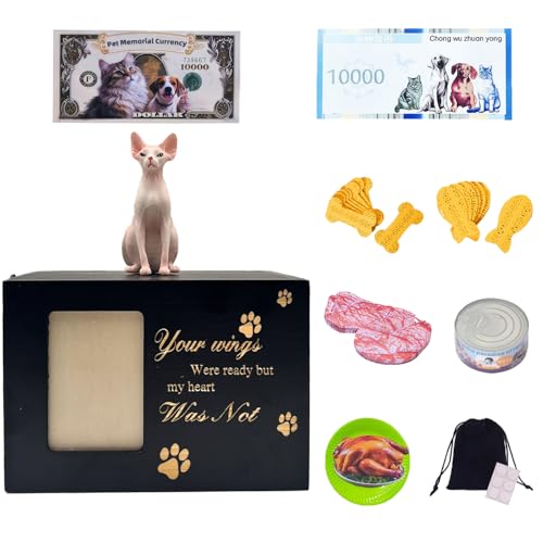 cat urns for Ashes Wood Box pet urns for Dogs Ashes with Photo Frame Lock pet Ashes Keepsake urn for cat Ashes. - color: Hairless Cat 1562, size: Black framed urn