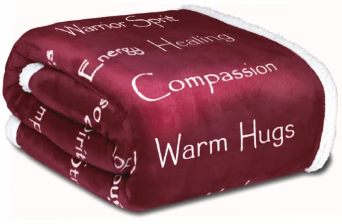 Compassion Blanket (Brand)- Strength Courage Super Soft Warm Hugs, Get Well Gift Blanket Plush Healing Thoughts Positive Energy Love & Hope (Burgundy, 50 x 65 Sherpa) - color: Burgundy, size: 50 x 65 Sherpa