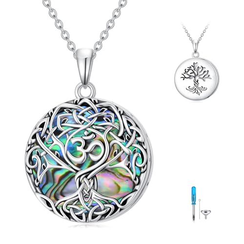 WINNICACA Urn Necklaces for Ashes 925 Sterling Silver Tree of Life Ash Necklace Cremation Jewelry Urn Pendants for Women Memorial Gifts for Birthday Christmas Funeral - style: 02-Urn