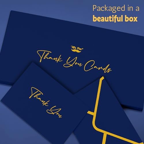 Mr. Pen- Blank Thank You Cards with Envelopes, 20 Pack, 4x6 | Gold Foil Thank You Notes with Envelopes, Navy Blue Wedding Thank You Cards Wedding, Thank You Note Cards, Fathers Day Gift - color: Navy Blue