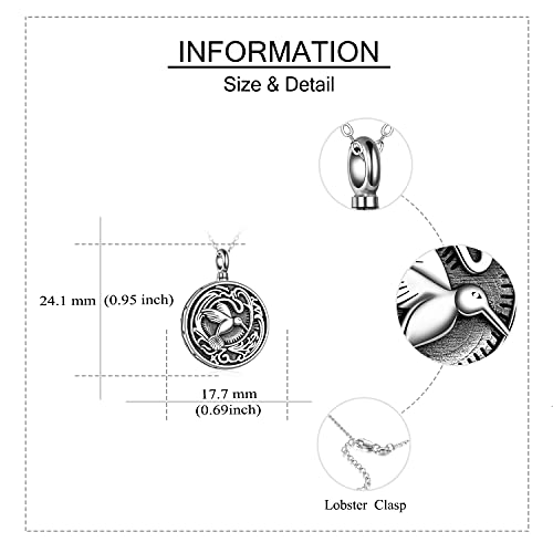 YAFEINI Urn Necklaces Sterling Silver Cremation Jewelry for Ashes of Loved Ones Memorial Keepsake Bereavement Gifts for Women Men - style: Coin-Hummingbird