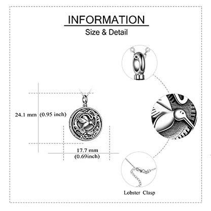 YAFEINI Urn Necklaces Sterling Silver Cremation Jewelry for Ashes of Loved Ones Memorial Keepsake Bereavement Gifts for Women Men - style: Coin-Hummingbird