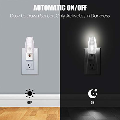 Emotionlite Plug-in Night Light Dusk to Dawn Sensor, Neutral White, 4 Pack | Neutral white sensor night light, great for nursery, bedroom, bathroom, hallway, stairs & kitchen - size: 4 Pack Neutral White