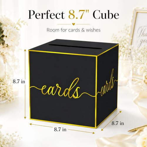 Black and Gold Foil Card Box for Birthday Parties, Graduation and Wedding - color: Black Gold