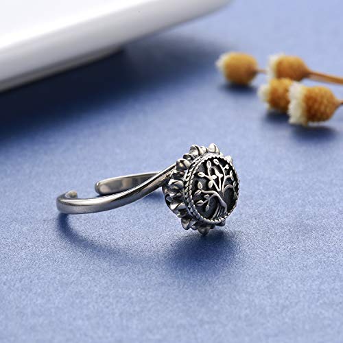 925 Sterling Silver Urn Necklace Ring Bracelet For Ashes Sunshine Cremation Keepsake Pendant Family Tree of Life Ashes Necklace Jewelry Locket Memorial Always in My Heart Memory Necklace Gift - style: Ring