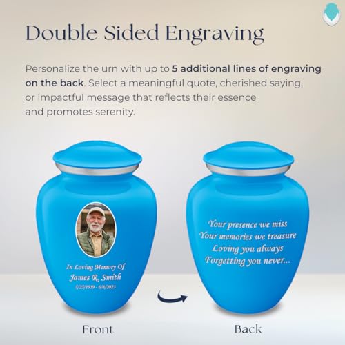 Geturns Embrace Adult Personalized Picture Cremation Urns for Human Ashes I Large Photo Racing Blue Funeral Urn for Men and Women I 200 lbs - color: Racing Blue