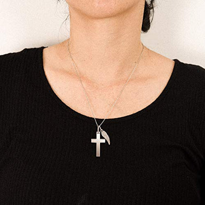 BEILIN Angel Wings Cross Cremation Urn Pendant Necklace Jewelry for Women | 925 Sterling Silver, Cross Souvenir Ashes Pendant, Cremation Jewelry for Human Pets, Memorial Keepsake, Hypoallergic