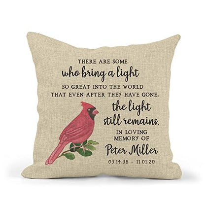 Canary Road Custom Sympathy Gift in Memory of Pillow | Cardinal Memorial Present | Remembrance Funeral Loved One Family Friend