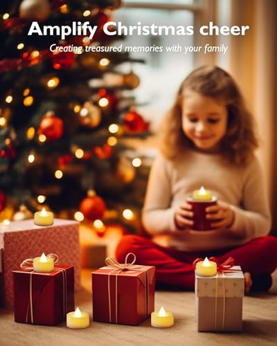 Homemory 24-Pack Flameless Tea Lights Candles Battery Operated, 200+ Hours - color: Warm White Light, White Base, size: Pack of 24