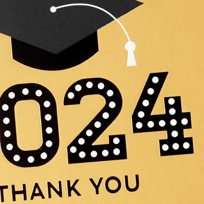 Hallmark 2024 Graduation Thank You Cards (40 Thank You Notes with Envelopes) Gold Graduation Cap - style: Class of 2024