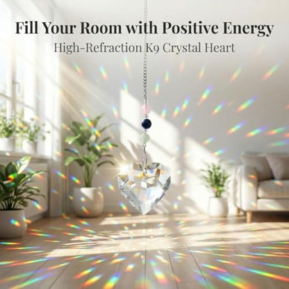 Hegelda Birthday Gifts for Women, Mom, Friend - Mothers Day Inspirational Gifts for Friends Her Coworkers Girlfriend Wife Mom Daughter Sister Aunt - Healing Crystals Heart Suncatcher for Window | Stocking Stuffers Gifts for Coworker Her Girlfriend Wife Mo