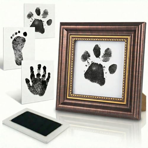 Inkless Baby Hand and Footprint Kit - Mess Free Ink Pad for Newborn Keepsake, Dog Nose & Paw Print Kit, Clean Touch Ink Pad for Baby Hand & Footprints, Ideal New Mom Gifts（Brown） - color: BROWN
