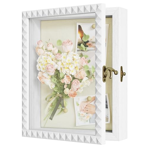 SZQINJI Shadow Box Frame 8x10 Deep Diamond Shape Door Display Cases, White - color: White, size: 8x10