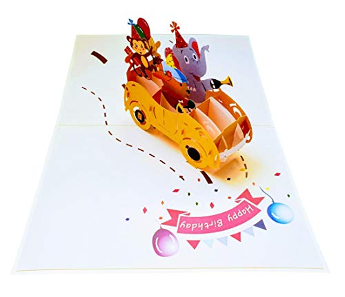 iGifts And Cards Animal Party Squad 3D Pop-Up Card – Birthday Wishes 5"x7" | Whimsical Safari Theme, Funny Celebration Surprise, Milestone Greeting, Daughter, Son, Nephew, Niece, Wildlife Paper Keepsake - color: Animals Birthday