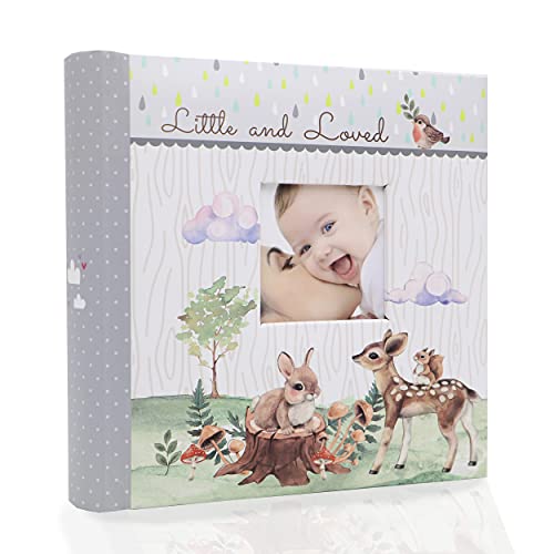 Holoary Baby Photo Album 4” x 6” 160 Photos, Newborn Baby Keepsake Gifts for Baby Boy/Girl and New Parents, Woodland Animals Design - size: 8.5''x8.6''