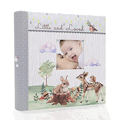 Holoary Baby Photo Album 4” x 6” 160 Photos, Newborn Baby Keepsake Gifts for Baby Boy/Girl and New Parents, Woodland Animals Design - size: 8.5''x8.6''
