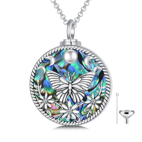 PELOVNY Urn Necklaces for Ashes of Loved Ones 925 Sterling Silver Personalized Heart Locket Urn Necklace Cremation Keepsake Memorial Jewelry Gifts for Women Men - color: Butterfly Urn-1