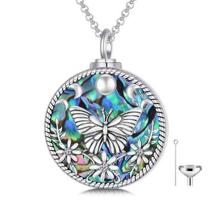 PELOVNY Urn Necklaces for Ashes of Loved Ones 925 Sterling Silver Personalized Heart Locket Urn Necklace Cremation Keepsake Memorial Jewelry Gifts for Women Men - color: Butterfly Urn-1