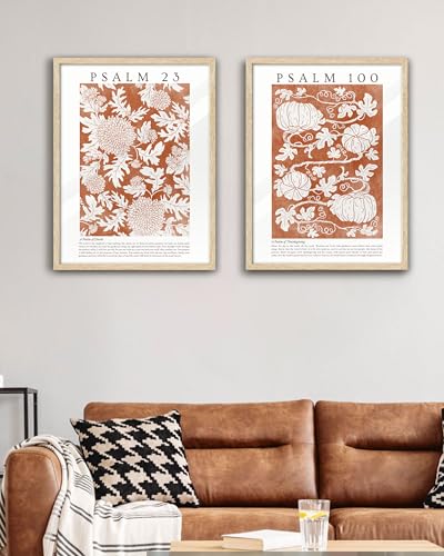EcoHest 16x20in Psalm 100 Pumpkin Thanksgiving Botanical Christian Wall Art - color: Framed Pumpkins, size: 20"L x 16"W