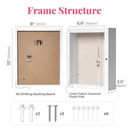 HOUSE DAY 8x10 Deep Shadow Box Frame with Linen Back, White - color: White, size: 8x10
