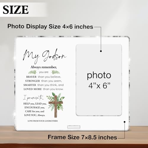 Godson Gifts for Babies Boys Baptism First Communion, Godson Picture Frame Gifts From Godmother, Boy Baby Christening Baptism Gift Acrylic Photo Frames 4 x 6 Inches Photo - color: Godson- A