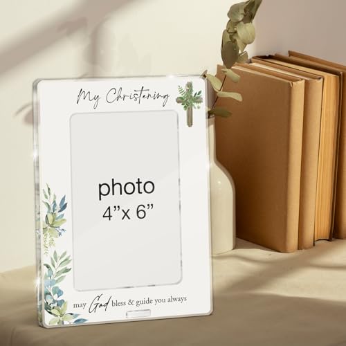 Christening Gifts Photo Frame Baptism Gifts for Boys Girls Godchild, My Christening May God Bless and Guide You Always Baptism Acrylic Picture Frames 4 x 6 Inch Photo - color: N-My Christening