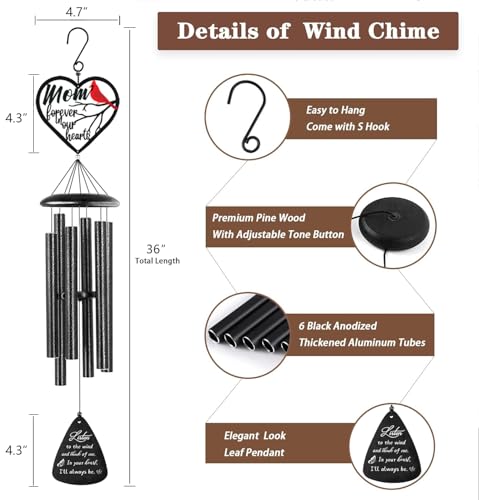 VENBEEL Sympathy Gifts for Loss of Mom, Memorial Wind Chimes for Loss of Mother, Condolence Bereavement Remembrance Gift in Memory of Mom