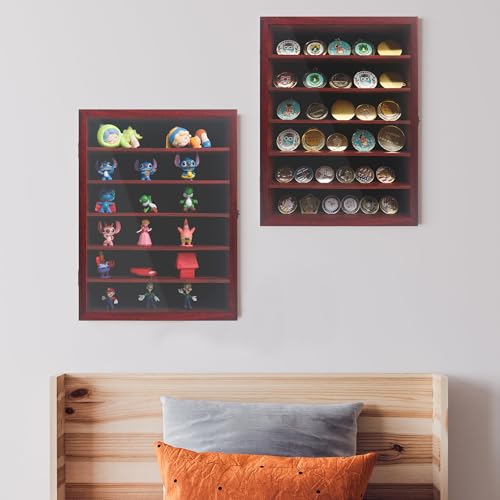 12x16 Wooden Shadow Box Frame with Removable Shelves Deep Display Case for Military Medals Keepsakes Cherry - color: Cherry, size: 12x16