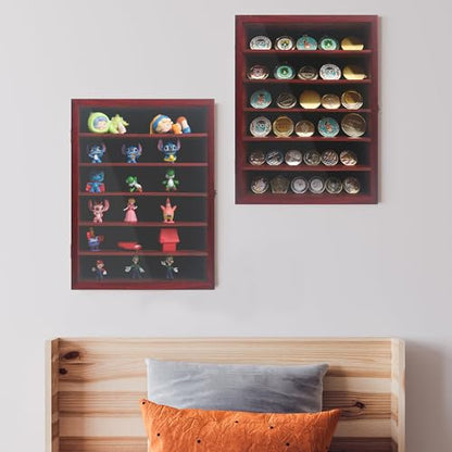 12x16 Wooden Shadow Box Frame with Removable Shelves Deep Display Case for Military Medals Keepsakes Cherry - color: Cherry, size: 12x16