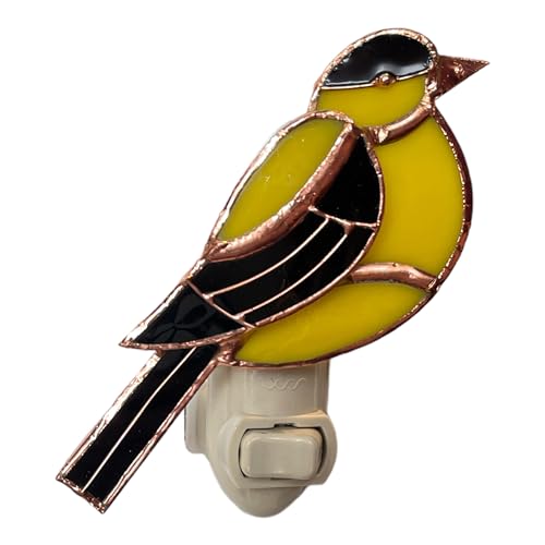 Gift Essentials Goldfinch Plug-in Night Light - Stained Glass Nightlight | Goldfinch Stained Glass Plug-in Nightlight with On/Off Rocker Switch. Includes One 4-Watt Replaceable Warm-Glow Bulb. - color: Goldfinch