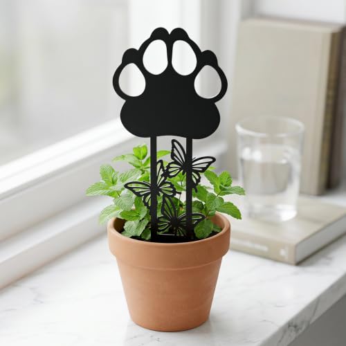 Memorial Garden Stake,Butterfly Paw Prints Metal Cross Grave Marker | for Dog & Cat, Suitable for Outdoor Cemeteries, Ideal Gifts to Honor Departed Pet - style: Butterfly Stake