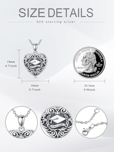 Midari Personalized Heart Locket Necklace That Hold 2 Pictures 925 Sterling Silver Oxidized Photo Necklace Memory Custom Photo Lockets Necklaces Jewelry Gifts for Family Women Lover Mom Dad - color: Graduation, style: Locket Only