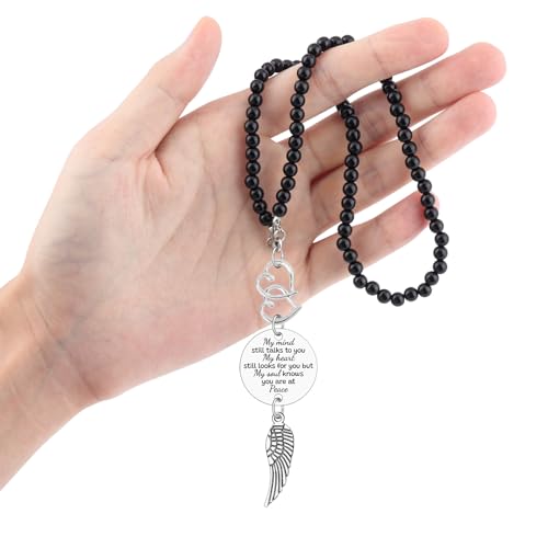 Heigebi Memorial Car Charm Sympathy Gifts for Women Men Sympathy Keepsake Car Mirror Hanging Accessories in Memory of Father Mother Daughter Son Remembrance Gift Rearview Mirror Charm