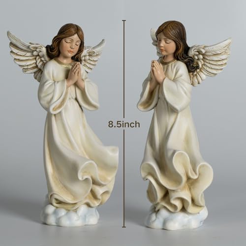 ShineOnAnegl 8.5 Inch Guardian Angel Figurine, Hand-Painted Resin Praying Angel Statue for Home Decor, Inspirational Godmother, Sister, Birthday and Wedding Gifts