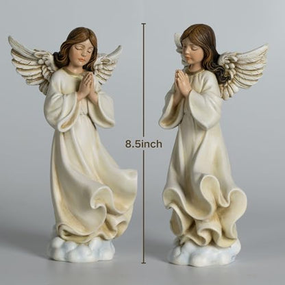 ShineOnAnegl 8.5 Inch Guardian Angel Figurine, Hand-Painted Resin Praying Angel Statue for Home Decor, Inspirational Godmother, Sister, Birthday and Wedding Gifts