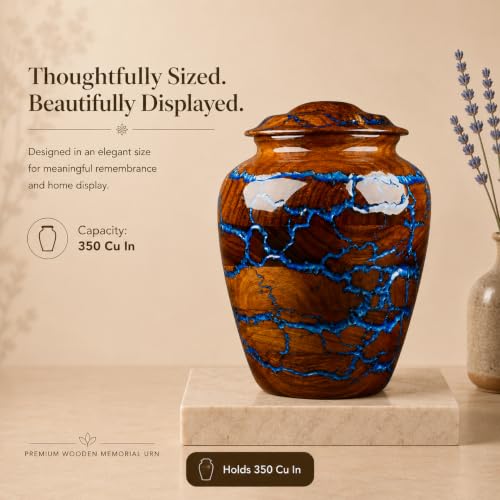 Extral Large Rosewood Cremation Urn for Human Ashes Adult Male, Urn for Ashes for Women and Men, Adult Size Decorative urn. Burial and Funeral Urn Large 350 Cu in Resin Inlay. - size: XX 350 Cu In