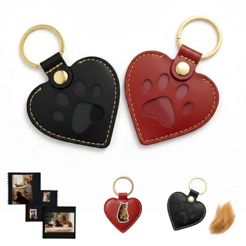 Pet Fur Keepsake Keychain - Dog Hair & Cat Fur Memory Charm, Pet Memorial Gift for Dog and Cat Lovers - style: Gift Set (Black + Red)