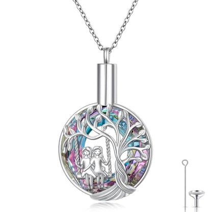 DAOCHONG Tree of Life Sister Urn Necklace for Ashes Women Memorial Jewelry | Sterling Silver Cremation Pendant | Human Ashes Keepsake | Sympathy Gift for Loss of Sister Loved Ones