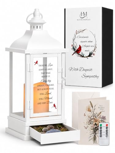 Bereavement Memorial Lantern with Keepsake Drawer, Sympathy Gift for Grieving Family, in Memory of Mom Dad Husband Wife - color: Those We Love/White