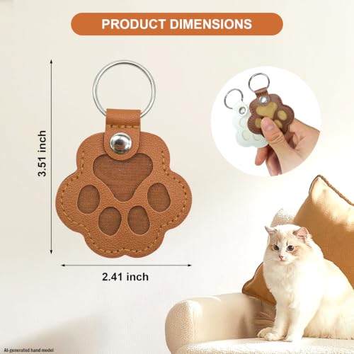 Pet Hair Keepsake Keychain 3 Pack, Dog Fur Keepsake Paw Shaped Leather Holder, Clear Memorial Keyring for Cat & Dog Hair, Pet Loss Gift