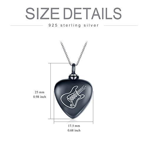 SOULMEET Cremation Jewelry for Ashes, Sterling Silver Urn Necklace for Ashes Women Men, Cherish Memories Cremation Jewelry to Keep Someone Near to You - color: G-Black Guitar
