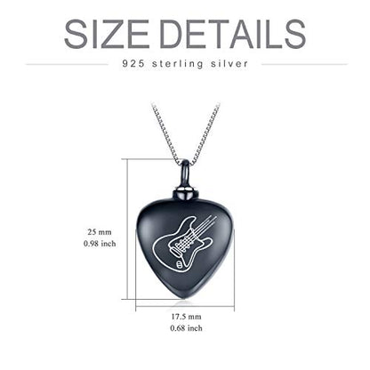 SOULMEET Cremation Jewelry for Ashes, Sterling Silver Urn Necklace for Ashes Women Men, Cherish Memories Cremation Jewelry to Keep Someone Near to You - color: G-Black Guitar