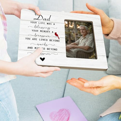 Dad Memorial Picture Frame Gifts for Loss of Father, In Loving Memory Wooden Picture Frames, 4x6 inch Photo - color: Yellow