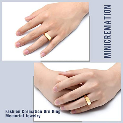 Minicremation Cremation Jewelry for Ashes Geometry Simple Style Memorial Urn Ring Ashes Holder with Fill Kit Keepsake Cremation Ring for Men - color: Gold