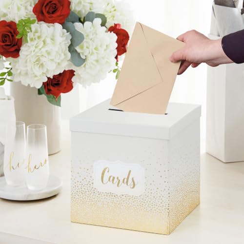 Hallmark 10" Wedding Card Box (Pearl and Gold Dots) - color: Pearl, Gold
