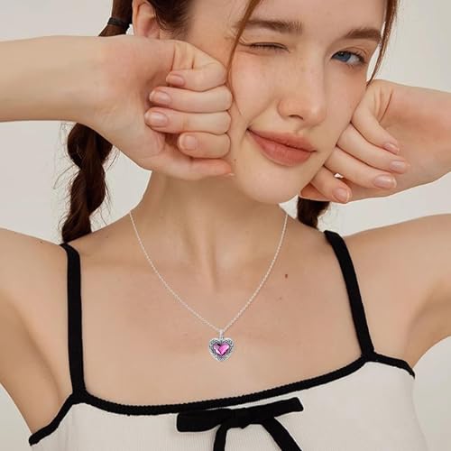 Cremation Jewelry for Ashes 925 Sterling Silver Memorial Pendant Urn Necklaces for Ashes Necklace for Women - style: Urn Necklace-Pink Crystal