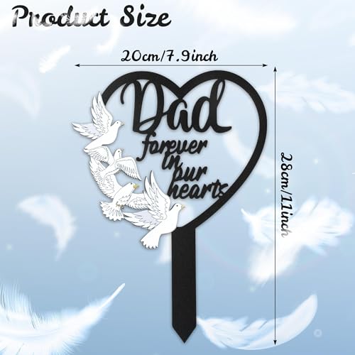 BUoonyer Stake Graves Cemetery Decorations - Dad Metal Memorial Grave Markers, Father Heart Graveyard Sympathy Plaque, Dove Remembrance Graveside Burial Decor Sign for Outside Yard Garden - style: Dad