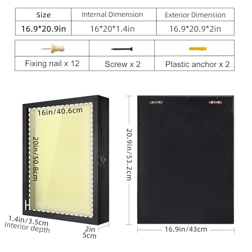 TJ.MOREE Shadow Box 16x20 Flowers Display Case Wooden Picture Frame Black - color: Black, size: 16x20