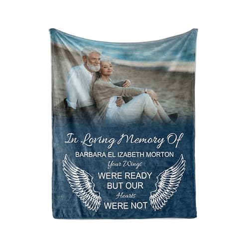 Vsmoedb Custom Memorial Blanket with Pictures for Loss of Loved One - color: Select08